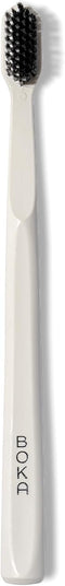 Boka Classic Manual Toothbrush with Extra Soft Activated-Charcoal, Tapered Bristles, Bioplastic Handle That Includes Travel Cap, Dentist-Approved,...