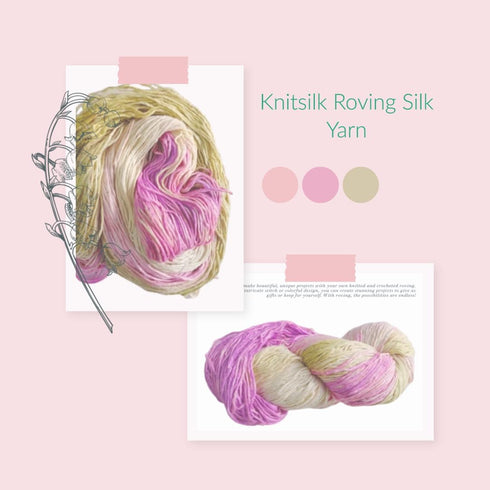 Silk Roving Worsted Weight Yarn - 100% Recycled & Hand-Dyed Mulberry Silk - Luxurious and Versatile for Knitting, Felting, and Crafting.(100 gm-22...
