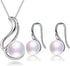 Bridal Wedding Jewelry 8-9 mm Genuine Pearl 18'' Pendant Necklace Earrings Set for Women 925 Sterling Silver White...