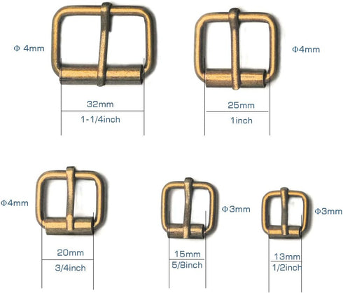 Assorted Multi-Purpose Metal Roller Buckles Belts Hardware Pin Buckle for Bags Leather Belt...
