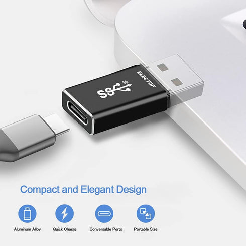 ELECTOP Double Sides 10Gbps, USB 3.1 GEN 2 Male to Type-C Female Adapter, Support Both 10Gbps Charging & Data Transfer, USB A to USB C 3.1 Convert...