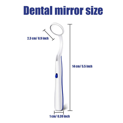 2 Pcs Dental Mirror with Light Tool LED Lighted Teeth Inspection Mirror Anti Fog Curve Angle Dentist Oral Care Tool (Dark Blue)...