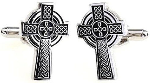 Celtic Cross Irish Ireland Pair Cufflinks in a Presentation Gift Box & Polishing Cloth...