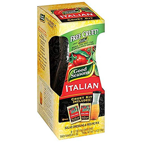 Good Seasons Italian Dressing Mix, 2 Packages with Cruet, 1.4 Oz. Net (Premium pack)...