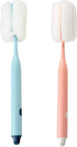 GUDEKIKL 2Pcs Sponge Clean Bottle Brush,Long Handle Plastic Sponge Brush,Flexible Sponge Cleaner Brush,Kitchen Cleaning Cup Brush for Glasswares...