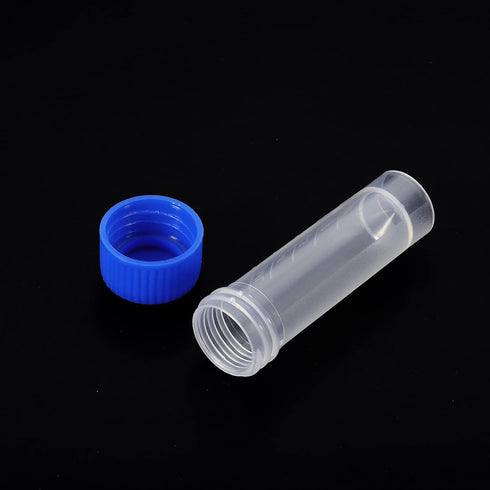 PATIKIL 5mL Plastic Test Tubes, 15 Pack Frozen Container Storage Blue Screw Cap for Lab Laboratory Science, Clear...