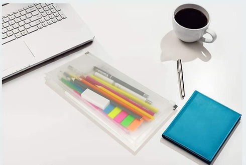 Plastic Envelopes with Zipper, 5 x 10 Clear Poly Envelope Folder for Money Receipts Coupons Bills, 10 Packs...