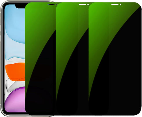 3 Pack Anti-Blue Privacy Tempered Glass Suit for iPhone XR/iPhone 11 Anti-Spy Screen Protector Anti-Peeping Film 9H Hardness Anti-scratch 6.1 inch...