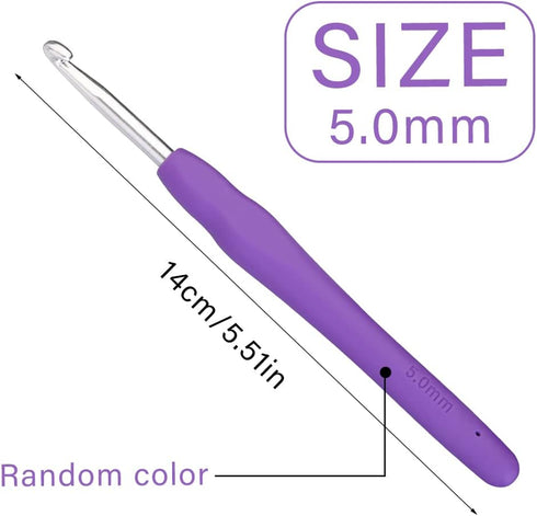 5 mm Crochet Hook, Ergonomic Handle for Arthritic Hands, Extra Long? Knitting Needles for Beginners and Crocheting Yarn (5 mm)......