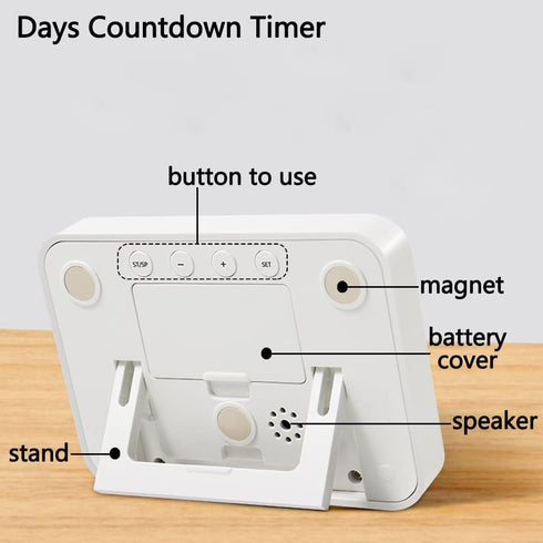Digital Countdown Days Timer Clock- 9999 Days Count Down Timer with Stand Strong Magnetic Back for Retirement Wedding Vacation Birthday Exam Lab K...