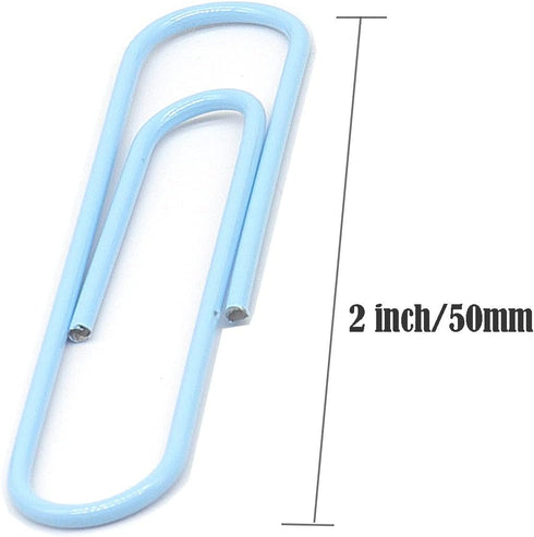 Paper Clip, Large Paper Clips, Jumbo, 50mm, 2 inches, Smooth, 100 Pcs/Box (Light Blue)...