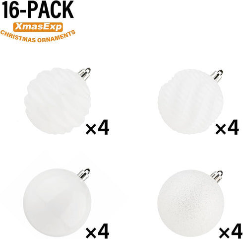 XmasExp 16ct Christmas Balls Ornaments - Shatterproof Large Hanging Ball Decorative Xmas Balls for Halloween Decorations Holiday Wedding Party Xma...