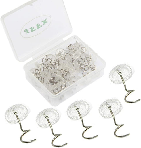 50 Pieces Upholstery Tacks, Twist Pins for Slipcovers and Bedskirts Clear Head Screw Nail Spiral Bed Skirt Pins...