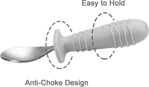 PandaEar 4 Set Baby Toddler Silicone Stainless Steel Utensils Silverware Spoon Fork for Baby Toddler BPA Free with Silicone Holding Anti-Choke Des...