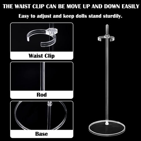 10PCS Acrylic Doll Stand Display Holder, Ideal Doll Display Stand Support with Adjustable Waist Clip for 11 to 13 Inch Tall Dolls...