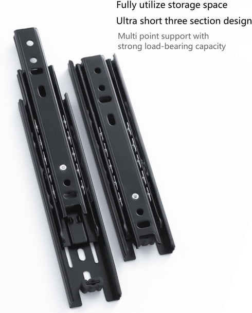 Tang.Drawer Slides Ball Bearing Full Extension 3 Section Slide Track Mounting Drawer Runners Slider for Cabinet Home Furniture, 2 Pack (Black 10 i...