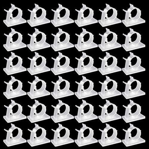 40 Pcs White Cable Clips, Viaky Under Desk Cable Organizer Adjustable Wire Clamps Strong Self Adhesive Cord Organizer Holders Small Wire Managemen...