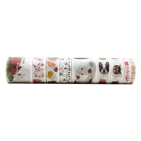 EnYan Cute Animals Washi Tapes Set, 10 Rolls Japanese Masking Decorative Tapes for DIY Crafts and Arts Bullet Journal Planners Scrapbooking Adhesi...