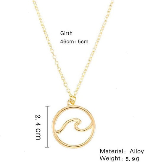 Metal Wave Pendant Necklace Simple Circle Pendant Collar Necklace for Women Jewelry...