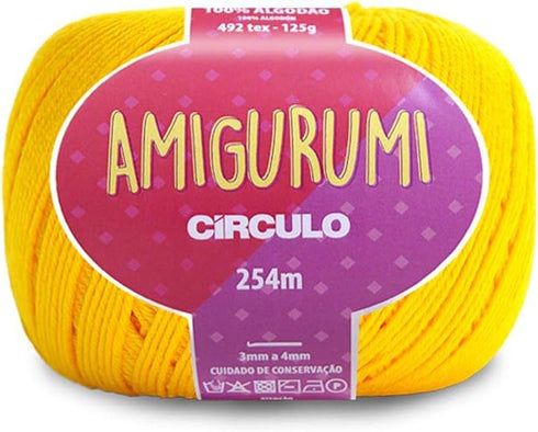 Circulo Amigurumi Yarn, 100% Mercerized Brazilian Virgin Cotton - Cotton Yarn for Crocheting and Knitting, Soft Yarn, Yellow Yarn Art - Sport Weig...
