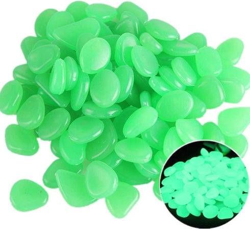 Glow Pebbles, 300 pcs Blue Glowing Rocks, Glow in The Dark Stones for Outdoor Decor, Garden Lawn Yard, Luminous Pebbles for Landscaping, Walkway P...