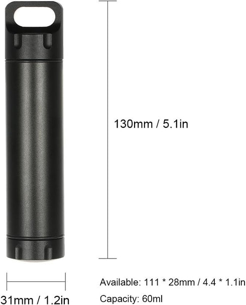 Outdoor Waterproof Capsule Portable Waterproof Container Seal Bottle Holder Case Aluminum(Black)...