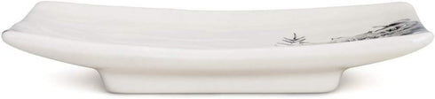 DEMDACO Floral Glossy Black and White 6 x 3.5 Stoneware Ceramic Everyday Kitchen Rectangle Spoon Rest...