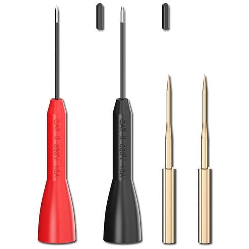 Goupchn Test Probe Set 2PCS 600V/10A Non-Destructive Back Probes and 2PCS Gold-Plated Precision Sharp Probes for 2mm Multimeter Leads Electrical T...