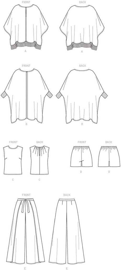 Vogue Patterns V9191 Misses' Ponchos, Back-Pleat Top, Shorts and Wide-Leg Wrap Pants Sewing Pattern, Size Y (XSM-SML-MED)...