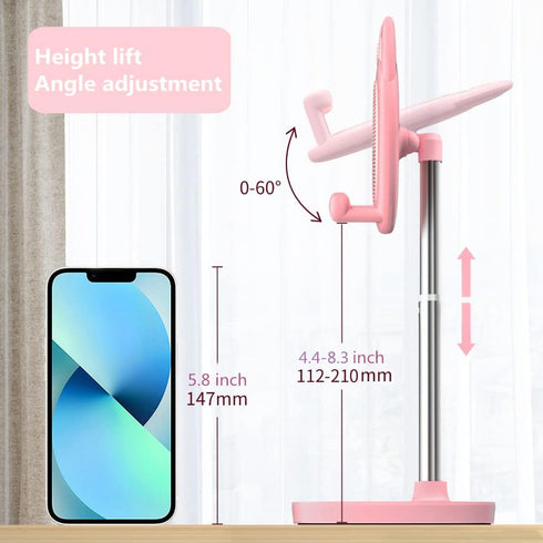 Cute Cat Phone Stand, Cat Head Cell Phone Holder for Desk,Angle&Height Adjustable Compatible with All Smartphone,iPhone,Samsung,Tablet,iPad-Pink...