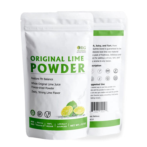 Orgnisulmte Lime Juice Powder, 8 Oz, Fresh Lime Juice Freeze Dried Powder Filler Free, Rich in Natural Vitamin C, Great Flavor for Soda, Baking an...