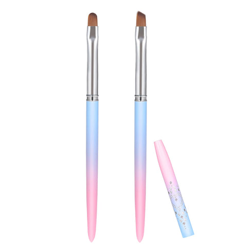 SAVITA 2pcs Nail Art Clean Up Brushes, Painting Brushes for Nails with Round & Angled Head Pen Painting Tools for Nail Art Design & Polish Mistake...