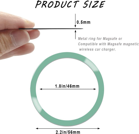 12 Pieces Magnetic Wireless Charger Universal Metal Rings with Sticker, 6 Colors, Ultra Thin Metal Rings Compatible with MagSafe Wireless Charger ...