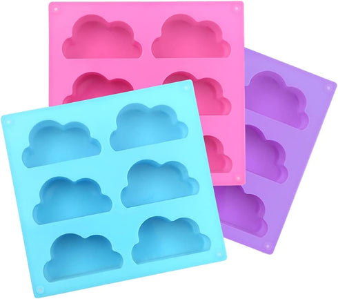 3 Pack Soap Moulds for Soap Making, FineGood Silicone Cloud Mold Soap Making Supplies Cake Baking Mould Silicone Muffin Trays for Pudding Cupcake...