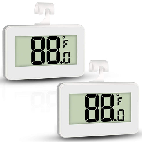 Mini Refrigerator Fridge 2 Pack Digital Freezer Thermometer Waterproof Room Thermometer with Hook, Large LCD Display...