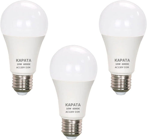 A19 LED Light Bulbs 75 Watt Equivalent Dimmable LED Bulb Bright White 6000K 10W 900 Lumens E26 Base (Daylight White, 3-Pack)...