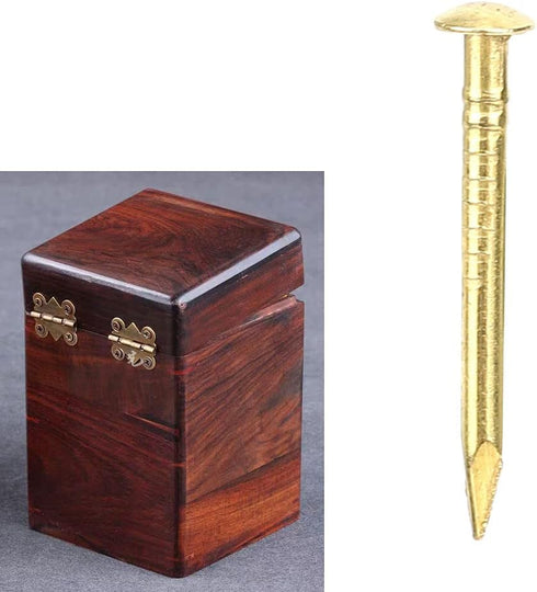 100Pcs Brass Escutcheon Tacks, Round Head Brass Brad Nail Hardware Nail Assortment Kit Furniture Hinge Hardware Accessories 10mm/15mm/18mm/22mm(18...