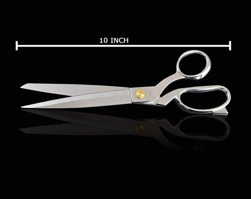 10" Heavy Duty Tailor Scissors Stainless Steel Shears Sewing Dressmaking Multi-Purpose Cloth Cutting Fabric Leather and Raw Materials 10 inch (Sil...