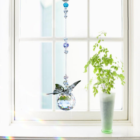 WEISIPU Crystal Hanging Decorations - Hanging Ornament Crystals Butterfly Suncatchers with Clear Crystal Ball for Home, Office, Garden Decoration,...