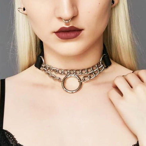CLOACE Punk Leather Choker Necklace Black Gothic Collar Chokers Necklaces Wide Leathers Costume Jewelry Accessories for Women...