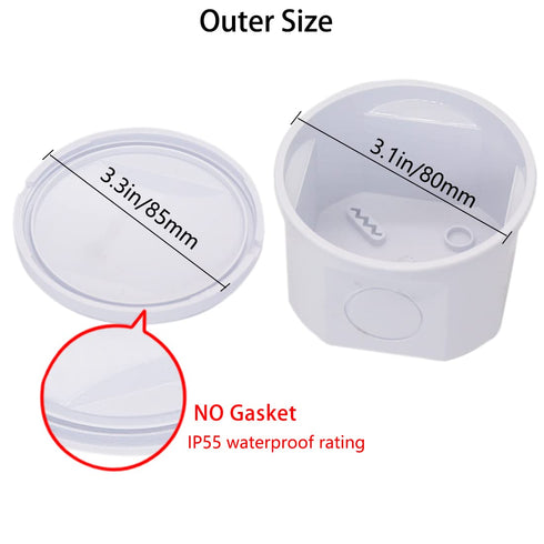 Junction Box, Zulkit Project Box with Reserved Holes IP55 Waterproof Dustproof Electrical Box ABS Plastic Project Enclosure White D3.1" x H2"...