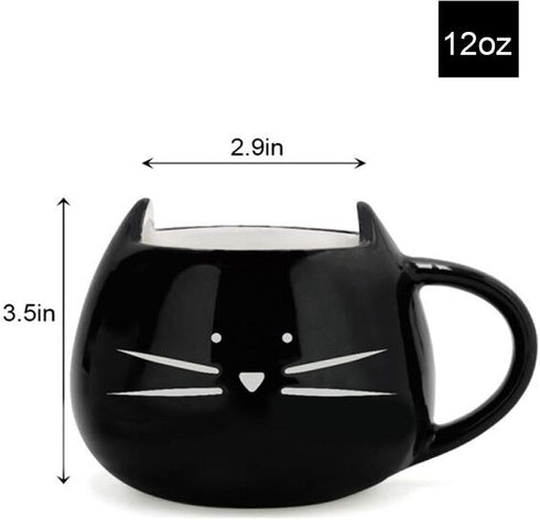 Koolkatkoo Cute Ceramic Cat Coffee Mug 12 oz Cat Lovers Kitty Tea Mugs Gifts for Women Girls Black...
