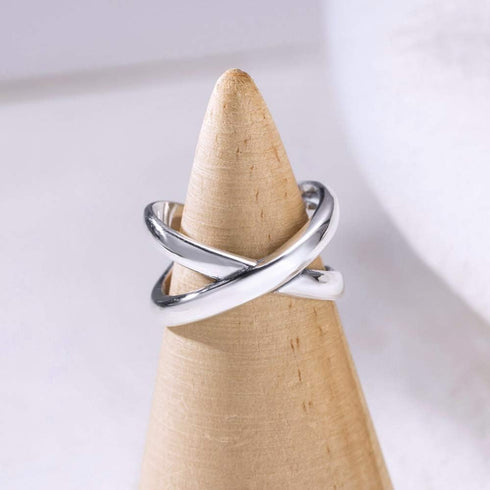 X Criss Cross Open Minimalist 925 Sterling Silver Infinity Engagement Crossover Ring Dainty Adjustable Simple Statement Finger Promise Eternity Th...