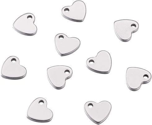 Pandahall 100pcs Heart 304 Stainless Steel Tiny Double Side Pendants Charms 10x9mm for Bracelet Jewelry Making...