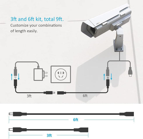 Belker 12 Volt Power Extension Cable Cord for CCTV IP Security Camera Indoor Wireless IP Camera Standalone DVR Baby Monitor Router, 2 Pack DC 5.5m...