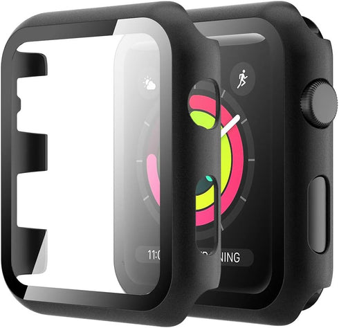 Simpeak 38mm Case Compatible with Apple Watch 38mm Series 3 Series 2 Series 1, Full Coverage and Slim Bumper Case Built-in Tempered Glass Screen P...