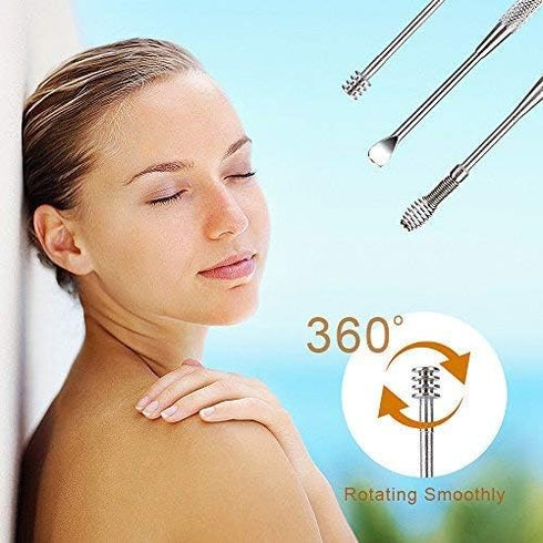 BetyBedy 7 Pcs Ear Pick, Ear Cleansing Tool Set, Ear Curette Earwax Removal Kit with a Small Cleaning Brush and Storage Box, Silver...