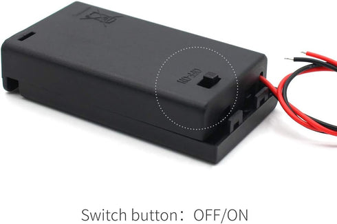 2 AA Battery Holder with Leads Wires ON/Off Switch and Screw Cap Case Back Cover Connection 2 Slots x 1.5V 3 Volt Battery Spring Clip Storage Box ...