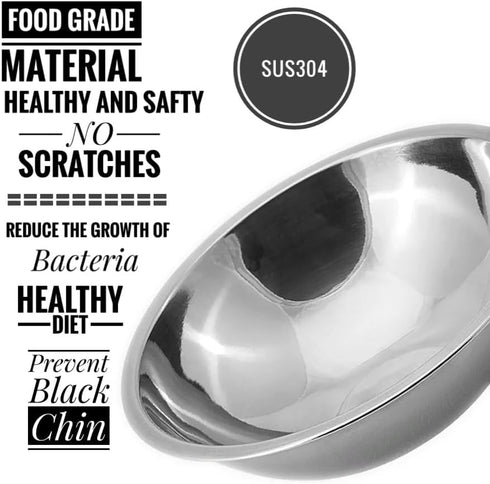 Stainless Steel Dog Bowls, Cat Bowls, Non-Spill, Ergonomic Design, Detachable for Easy Cleaning, Anti-slip Base, Durable, Dishwasher Safe, Rust Re...