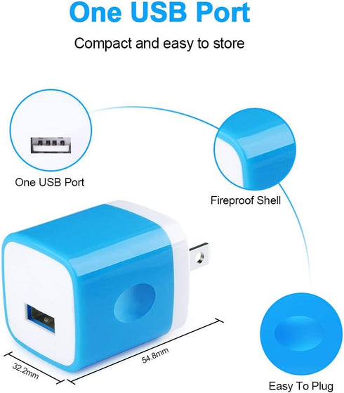 Charging Block Plug, 1A/5V 3-Pack USB Wall Charger Power Adapter Cube Brick Head Box for iPhone 15/14/13/12/11 Pro Max,15/14/13/12/11/Xs/XR/X/8/7/...